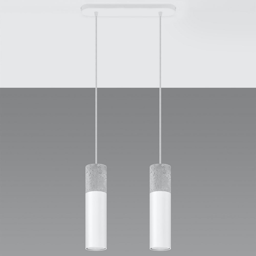 Candelabro suspenso BORGIO 2xGU10/40W/230V betão/metal branco