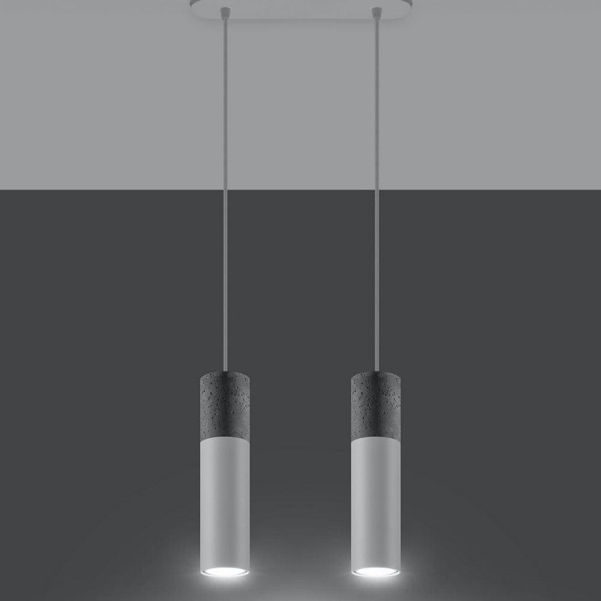 Candelabro suspenso BORGIO 2xGU10/40W/230V betão/metal branco