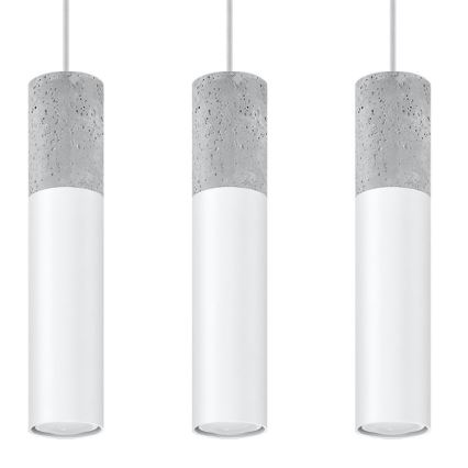 Candelabro suspenso BORGIO 3xGU10/40W/230V betão/metal branco