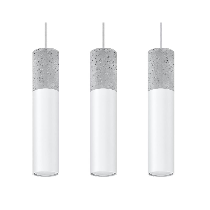 Candelabro suspenso BORGIO 3xGU10/40W/230V betão/metal branco