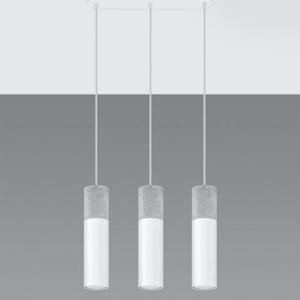Candelabro suspenso BORGIO 3xGU10/40W/230V betão/metal branco