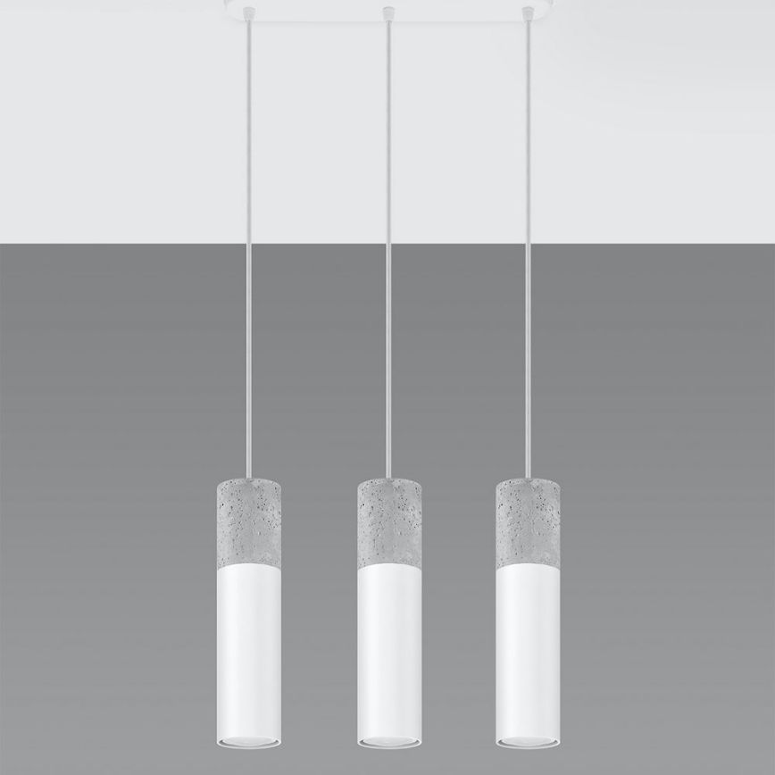 Candelabro suspenso BORGIO 3xGU10/40W/230V betão/metal branco