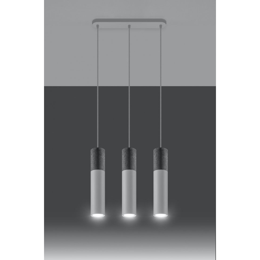 Candelabro suspenso BORGIO 3xGU10/40W/230V betão/metal branco