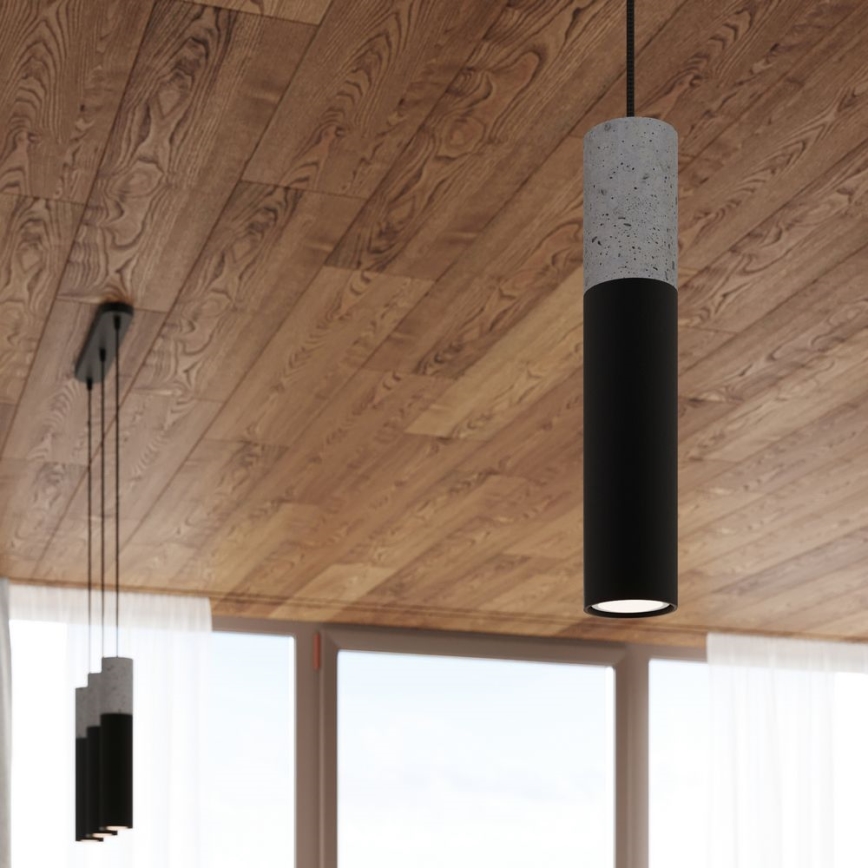 Candelabro suspenso BORGIO 2xGU10/40W/230V betão/metal preto