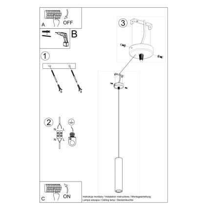 Candelabro suspenso LUVO 1xGU10/40W/230V betão/preto