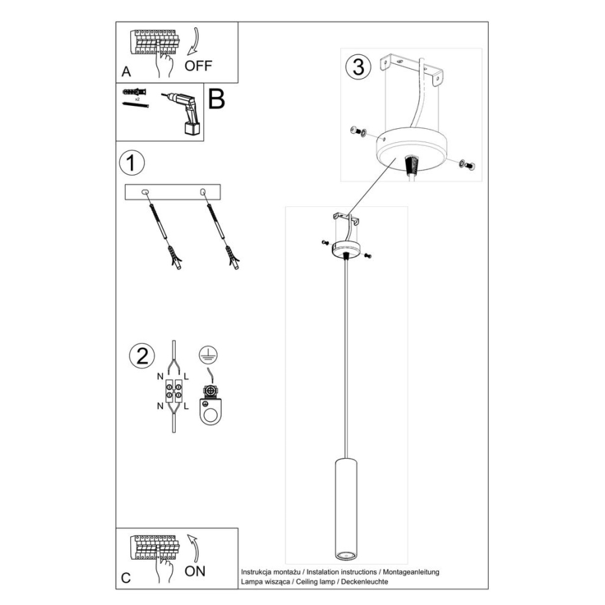 Candelabro suspenso LUVO 1xGU10/40W/230V betão/preto
