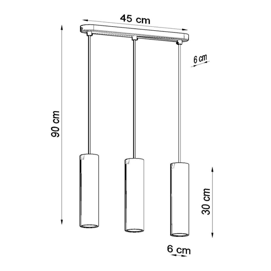 Candelabro suspenso LUVO 3xGU10/40W/230V betão/preto