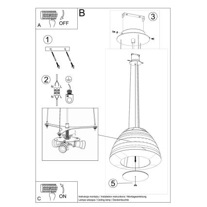 Candelabro suspenso BELLA 3xE27/60W/230V d. 60 cm branco