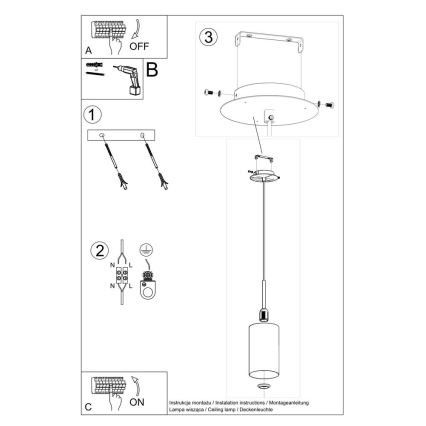 Candelabro suspenso OTTO 1xE27/60W/230V d. 15 cm branco