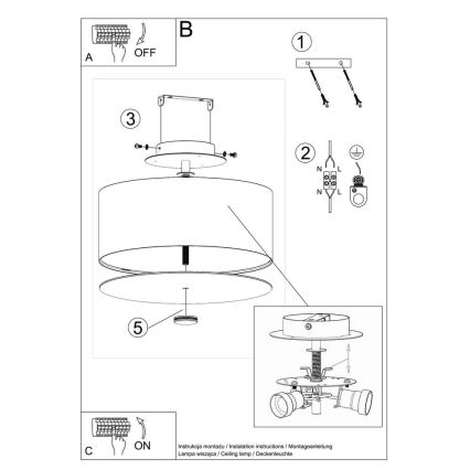 Iluminação de teto SKALA 3xE27/60W/230V diâmetro 30 cm branco