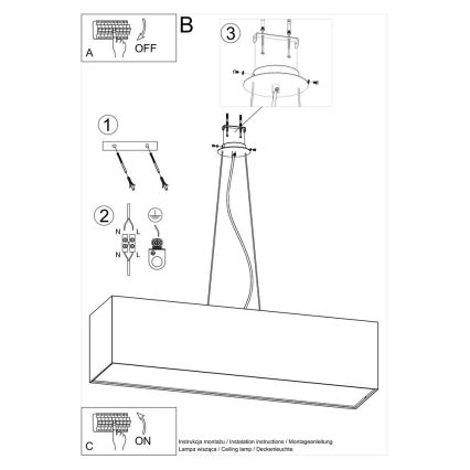 Candelabro suspenso SANTA 5xE27/60W/230V 120 cm branco