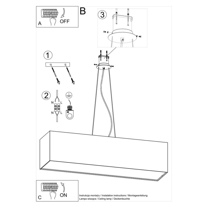 Candelabro suspenso SANTA 5xE27/60W/230V 120 cm branco