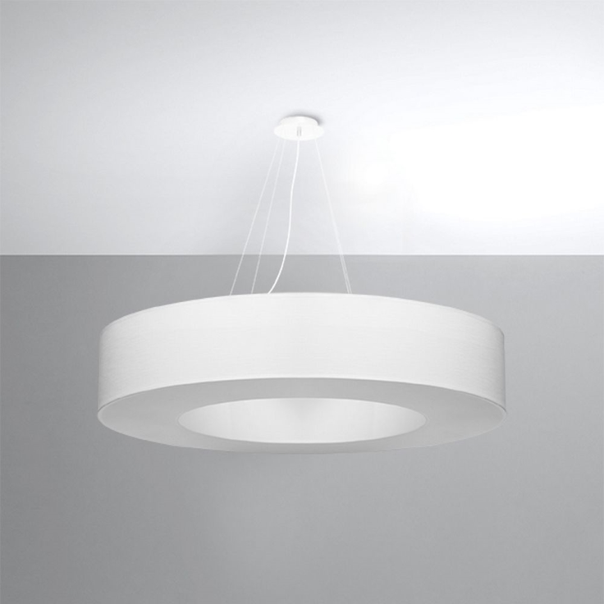 Candelabro suspenso SATURNO 8xE27/60W/230V d. 90 cm branco