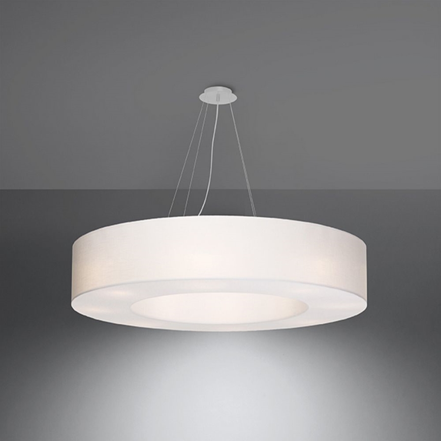 Candelabro suspenso SATURNO 8xE27/60W/230V d. 90 cm branco