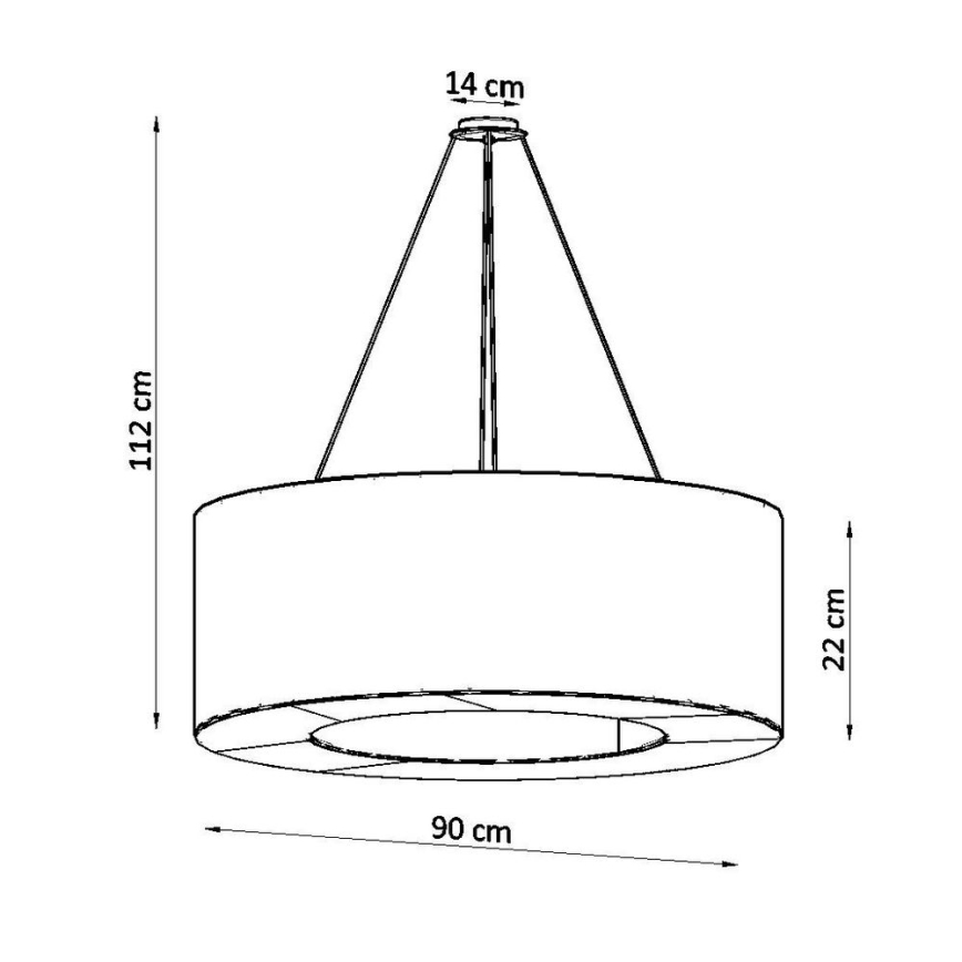 Candelabro suspenso SATURNO 8xE27/60W/230V d. 90 cm branco