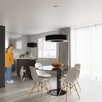 Candelabro suspenso SATURNO 8xE27/60W/230V d. 90 cm preto