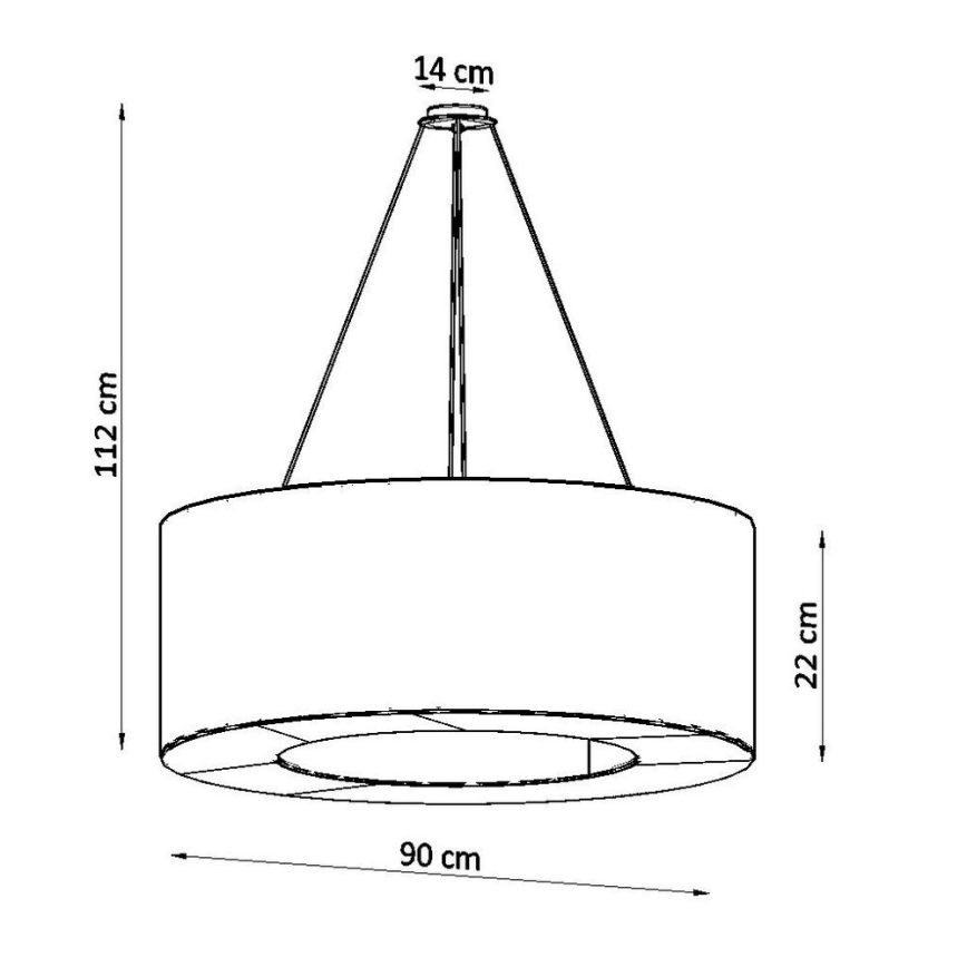 Candelabro suspenso SATURNO 8xE27/60W/230V d. 90 cm preto