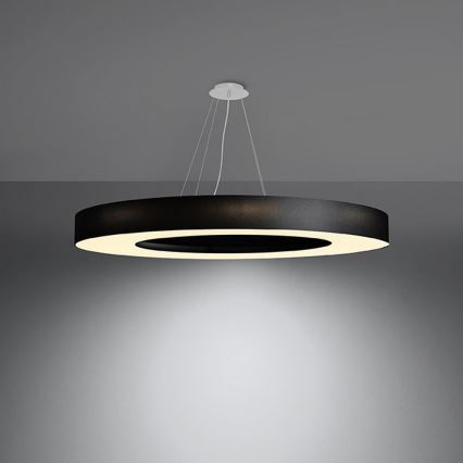 Candelabro suspenso SATURNO SLIM 8xE27/60W/230V d. 90 cm preto