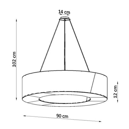 Candelabro suspenso SATURNO SLIM 8xE27/60W/230V d. 90 cm preto