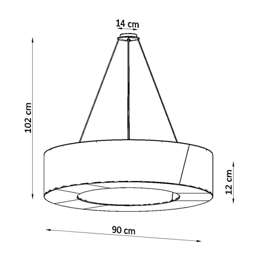 Candelabro suspenso SATURNO SLIM 8xE27/60W/230V d. 90 cm preto