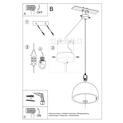 Candelabro suspenso PABLITO 1xE27/60W/230V betão