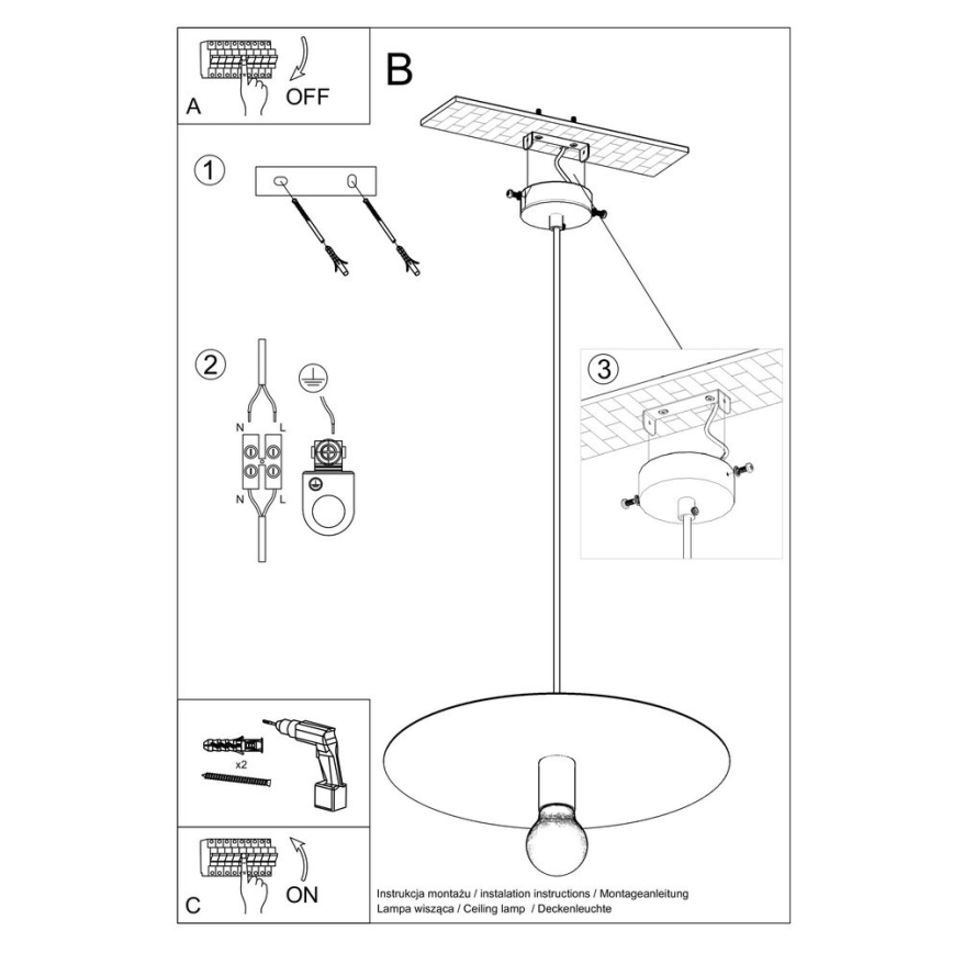 Candelabro suspenso FLAVIO 1xE27/60W/230V preto