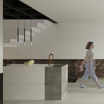 Candeeiro suspenso MOSAIC 1xG9/12W/230V preto/cromado brilhante