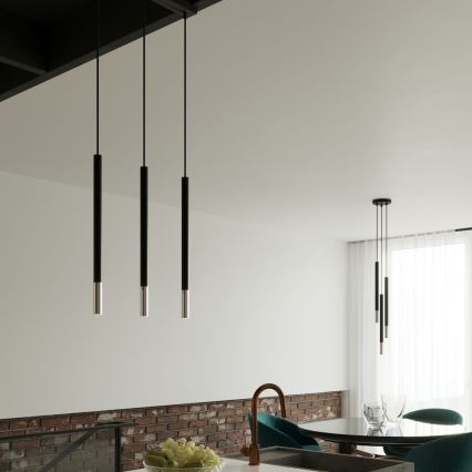 Candeeiro suspenso MOSAIC 1xG9/12W/230V preto/cromado brilhante