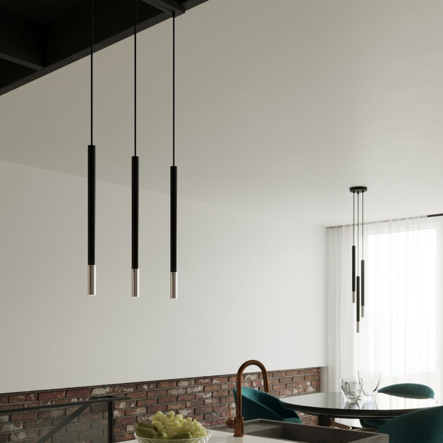 Candeeiro suspenso MOSAIC 1xG9/12W/230V preto/cromado brilhante