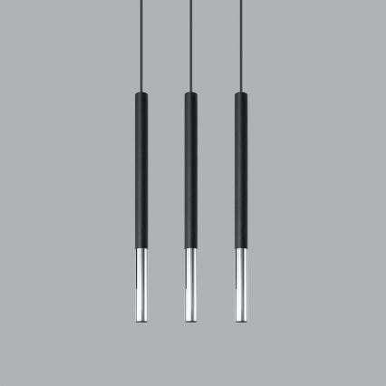 Candeeiro suspenso MOSAIC 3xG9/12W/230V preto/cromado brilhante