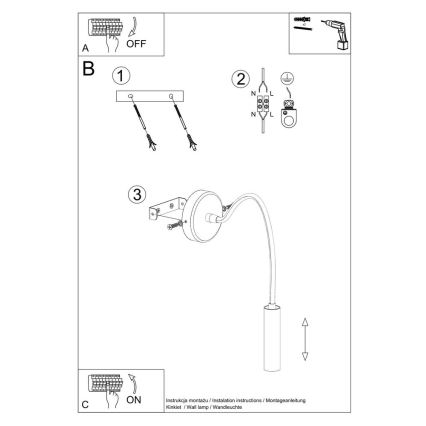 Candeeiro pequeno flexível AXIL 1xG9/12W/230V preto