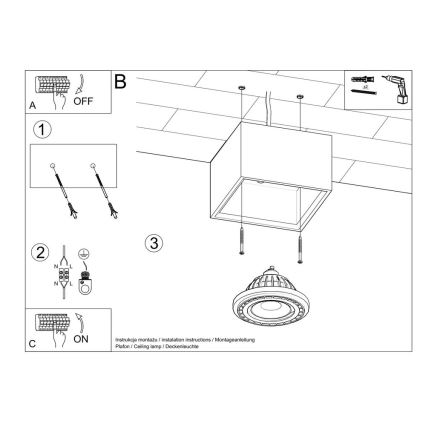 Iluminação de teto QUATRO AR111 1xGU10/40W/230V faia