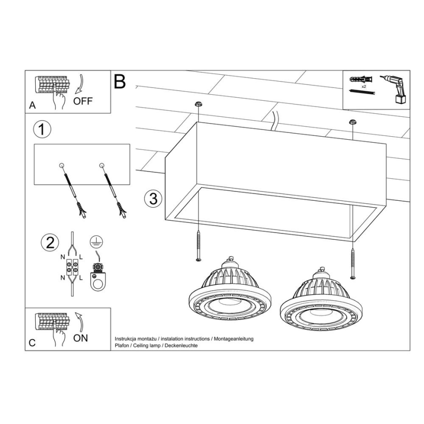Iluminação de teto QUATRO AR111 2xGU10/40W/230V faia