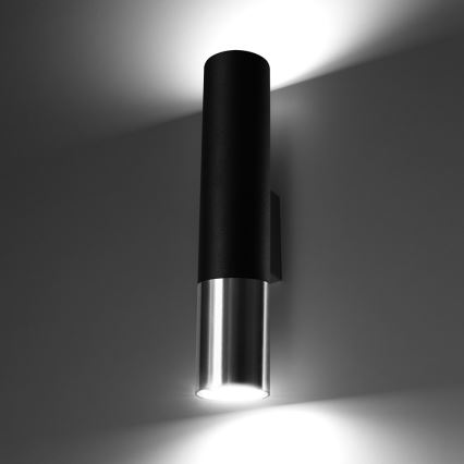 Iluminação de parede LOOPEZ 2xGU10/10W/230V preto/cromado brilhante
