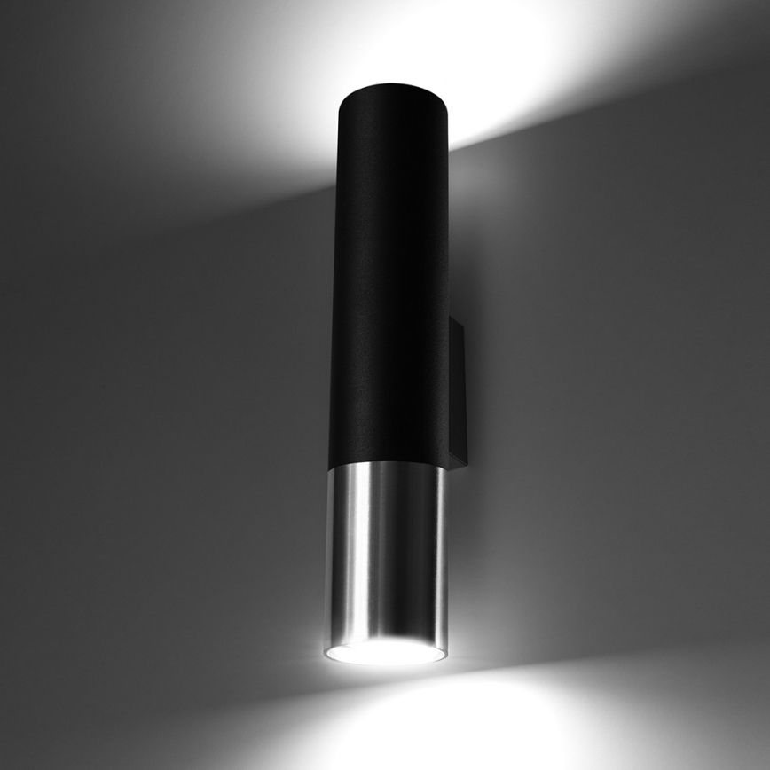 Iluminação de parede LOOPEZ 2xGU10/10W/230V preto/cromado brilhante