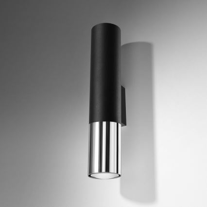 Iluminação de parede LOOPEZ 2xGU10/10W/230V preto/cromado brilhante