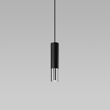 Candeeiro suspenso LOOPEZ 1xGU10/10W/230V preto/cromado brilhante