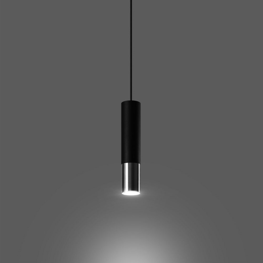 Candeeiro suspenso LOOPEZ 1xGU10/10W/230V preto/cromado brilhante