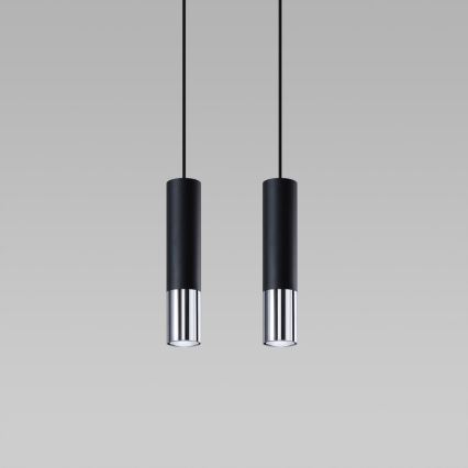 Candeeiro suspenso LOOPEZ 2xGU10/10W/230V preto/cromado brilhante