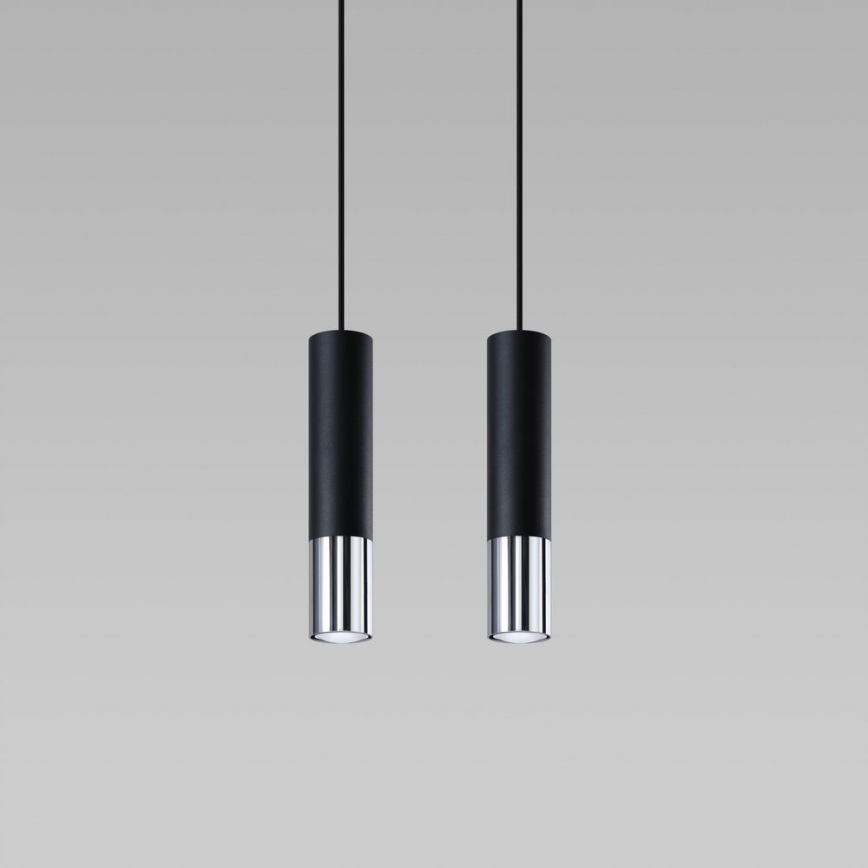 Candeeiro suspenso LOOPEZ 2xGU10/10W/230V preto/cromado brilhante