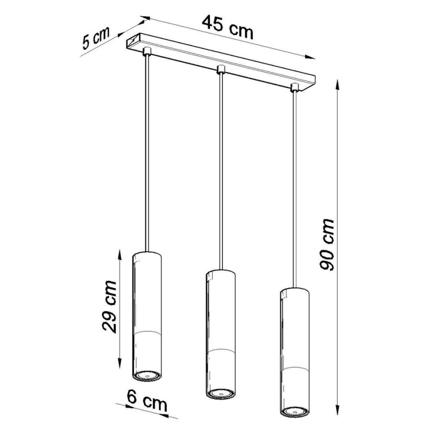 Candeeiro suspenso LOOPEZ 3xGU10/10W/230V preto/cromado brilhante