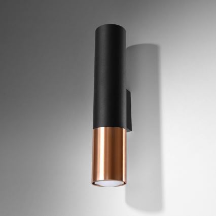 Iluminação de parede LOOPEZ 2xGU10/10W/230V preto/cobre