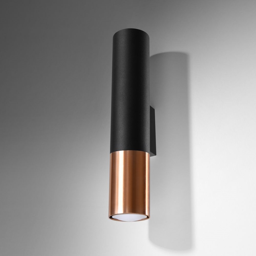 Iluminação de parede LOOPEZ 2xGU10/10W/230V preto/cobre