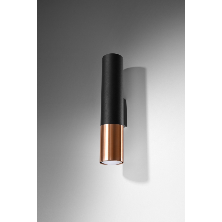 Iluminação de parede LOOPEZ 2xGU10/10W/230V preto/cobre