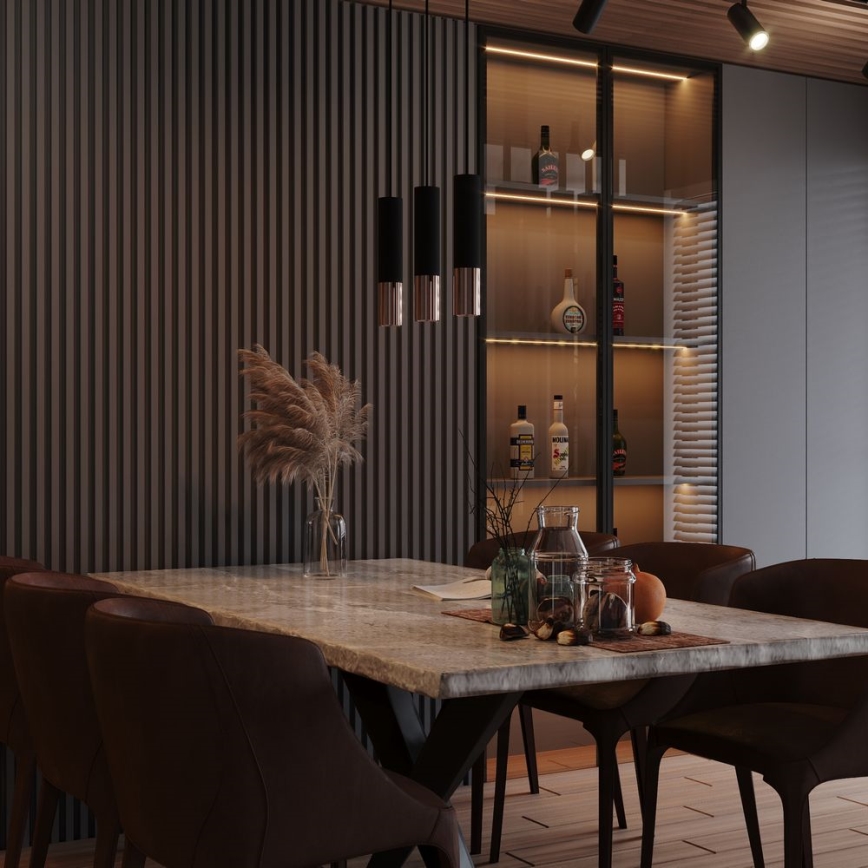 Candeeiro suspenso LOOPEZ 1xGU10/10W/230V preto/cobre