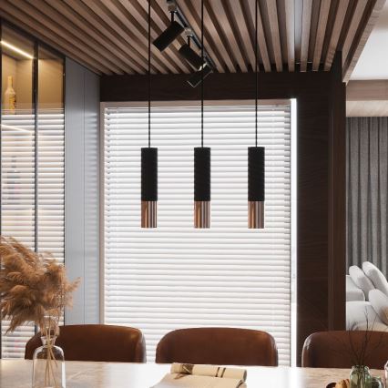 Candeeiro suspenso LOOPEZ 1xGU10/10W/230V preto/cobre