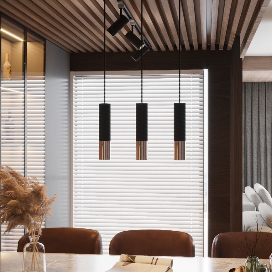 Candeeiro suspenso LOOPEZ 1xGU10/10W/230V preto/cobre
