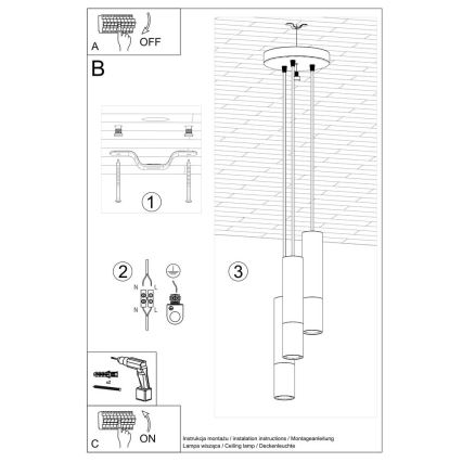 Candeeiro suspenso LOOPEZ 3xGU10/10W/230V redondo preto/cobre