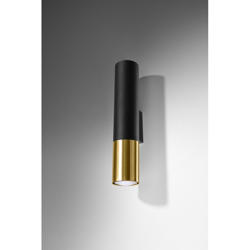 Iluminação de parede LOOPEZ 2xGU10/10W/230V preto/dourado
