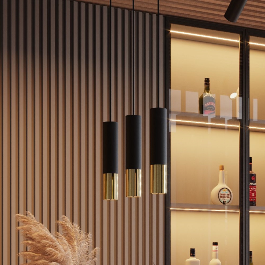 Candelabro suspenso LOOPEZ 1xGU10/40W/230V preto/dourado